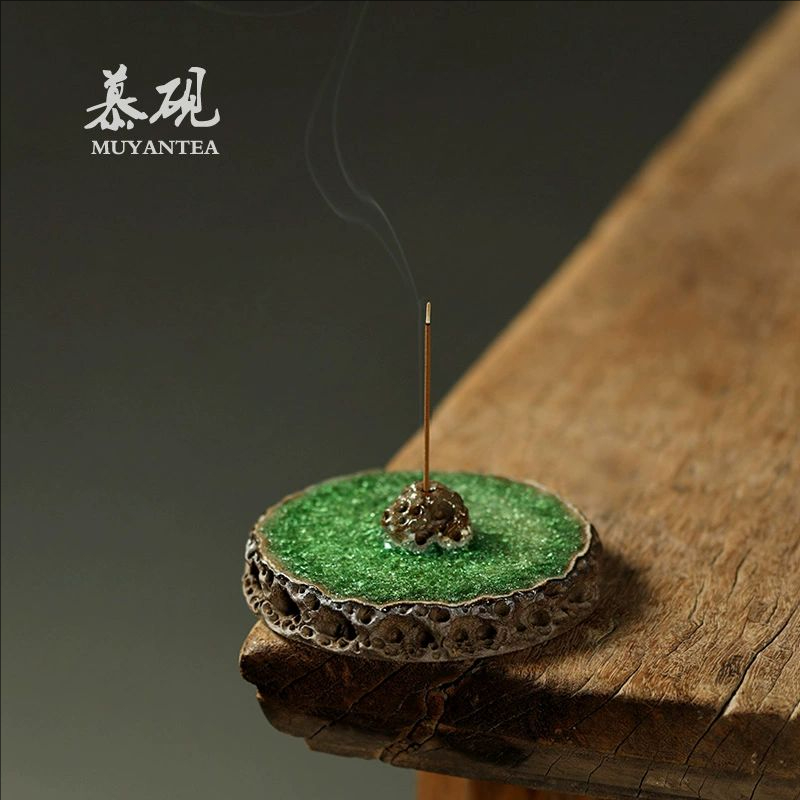 慕砚 手作INS风粗陶香炉太湖石香插家用室内熏香禅意茶道立式香皿