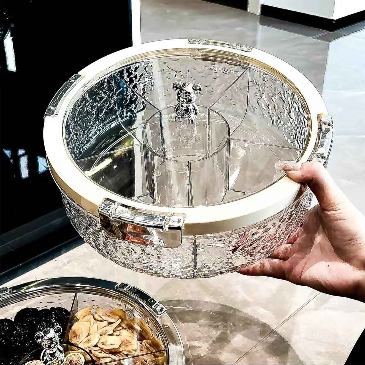 高颜值轻奢密封坚果零食糖果盘新款过年干果盘家用客厅茶几水果盘