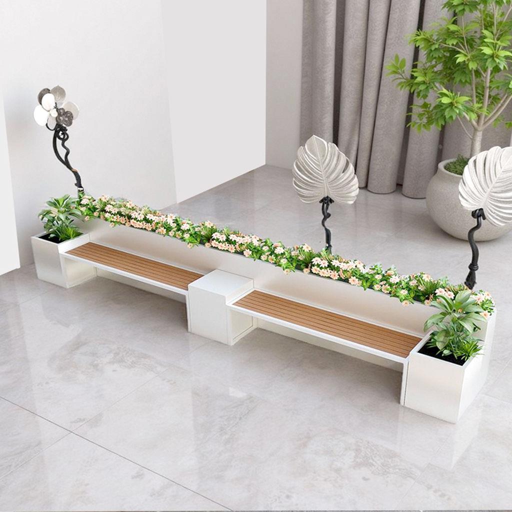 户外坐凳花箱组合商业街围栏外摆铁艺屋展示中心花坛隔断阳台带长