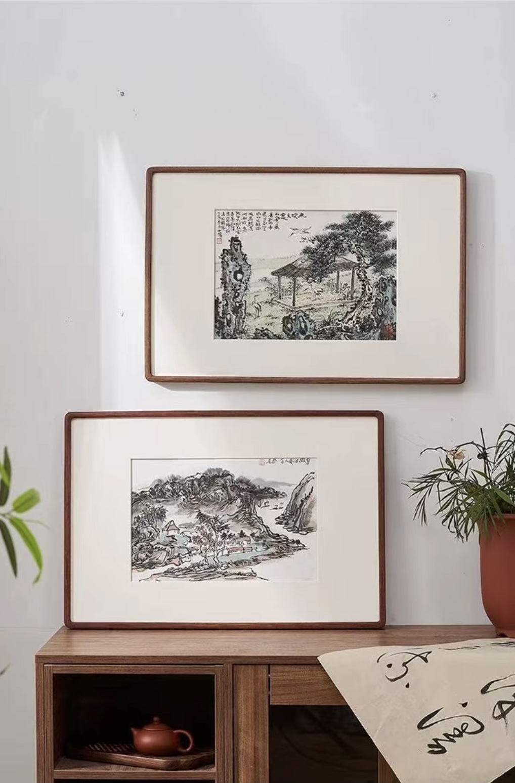 66*33 宋锦实木画框裱框榫卯结构可定制