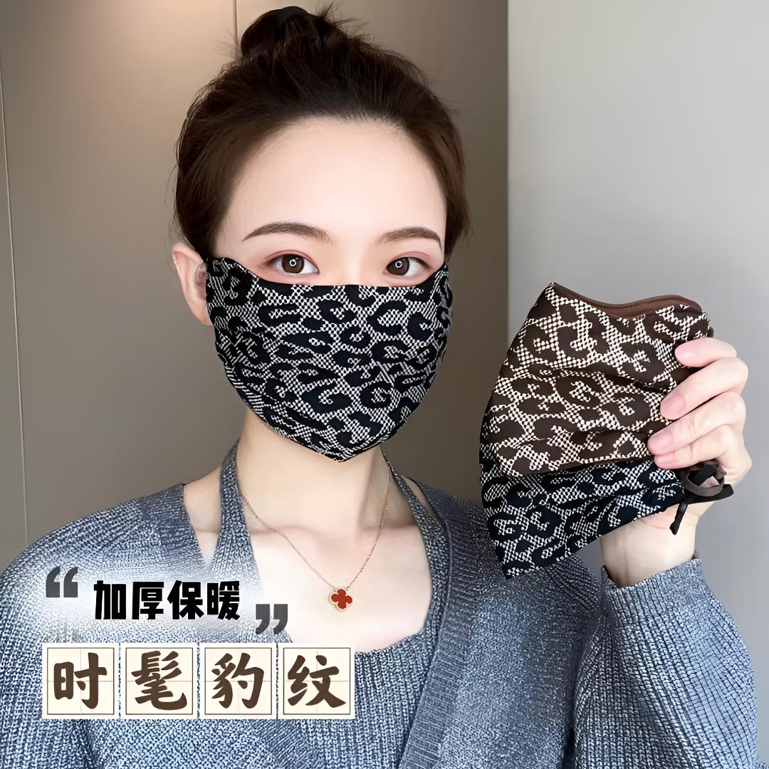 秋冬爆款豹纹口罩防尘户外防风保暖口罩女高颜值新款秋冬季防寒
