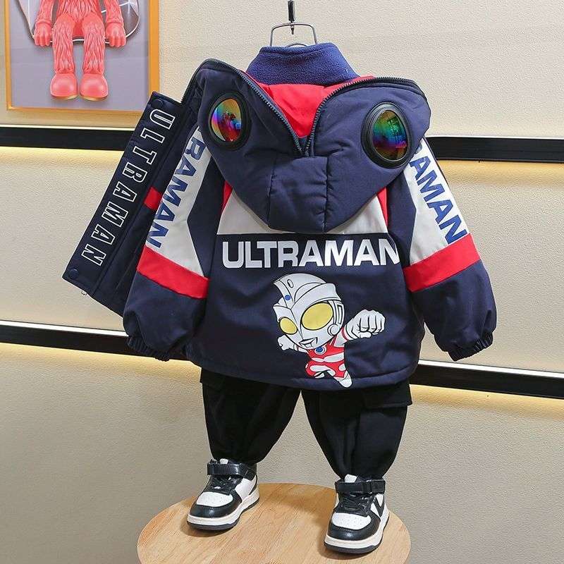 奥特曼衣服男童夹棉外套秋冬2025新款儿童三合一冲锋衣宝宝冬装潮