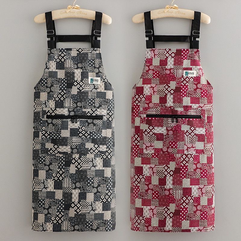 加长帆布防油防水做饭防污耐磨拉链围腰家用上班耐脏工作服围裙女