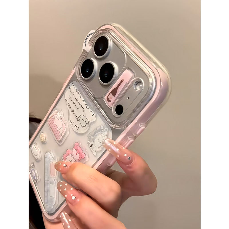 BANCA滴胶粉熊贴纸适用苹果16/17大孔手机壳华为P80vivo小米oppo