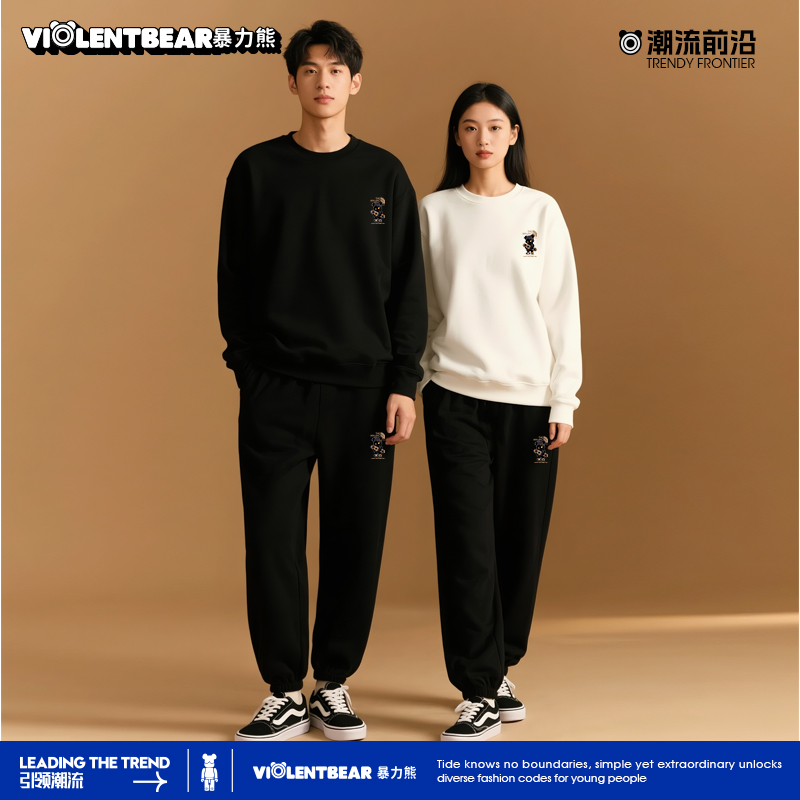 暴力熊潮流圆领都市巴恩风男士卫衣秋冬情侣同款宽松休闲长袖上衣