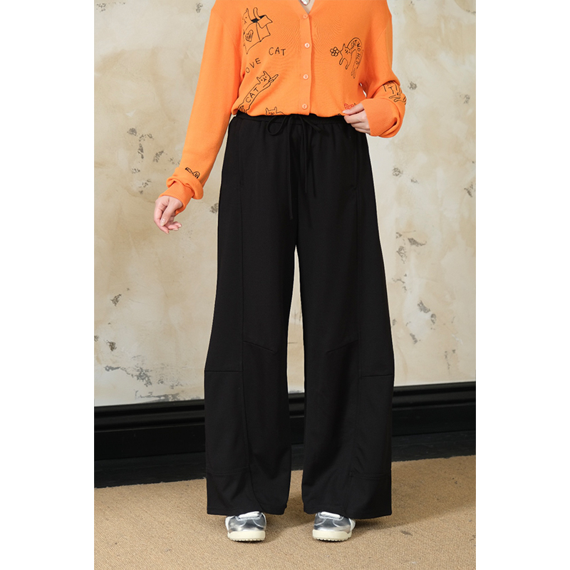 秋冬微胖MM宽松休闲通勤穿搭设计感  厚款大弯刀裤 8153