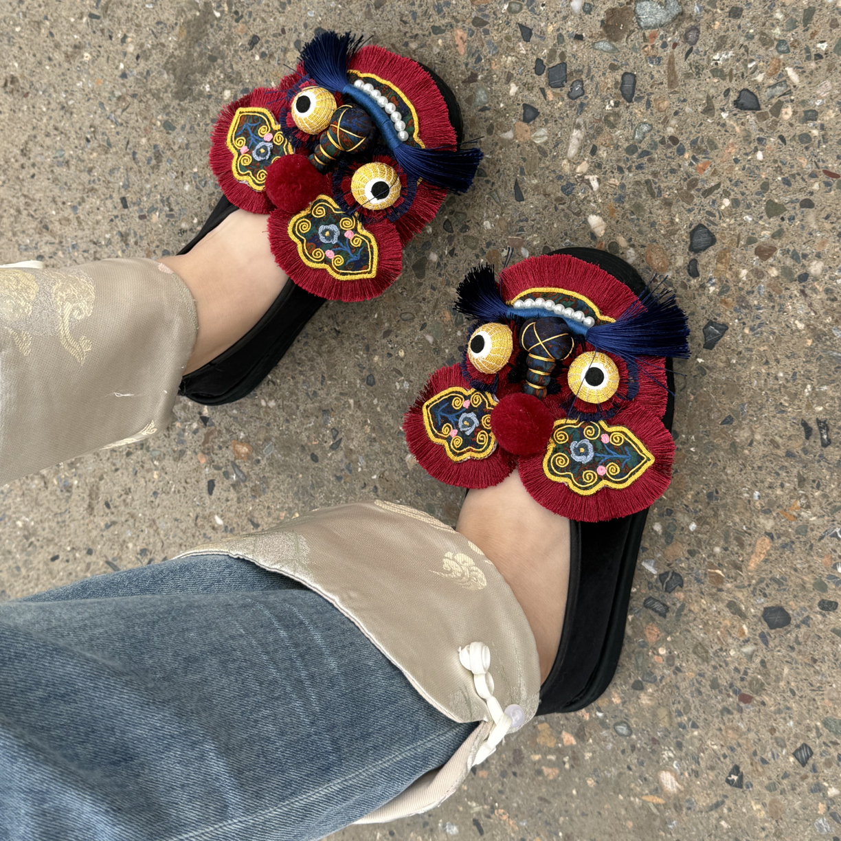 【樱桃红】·花田家·原创手工千层底麒麟鞋