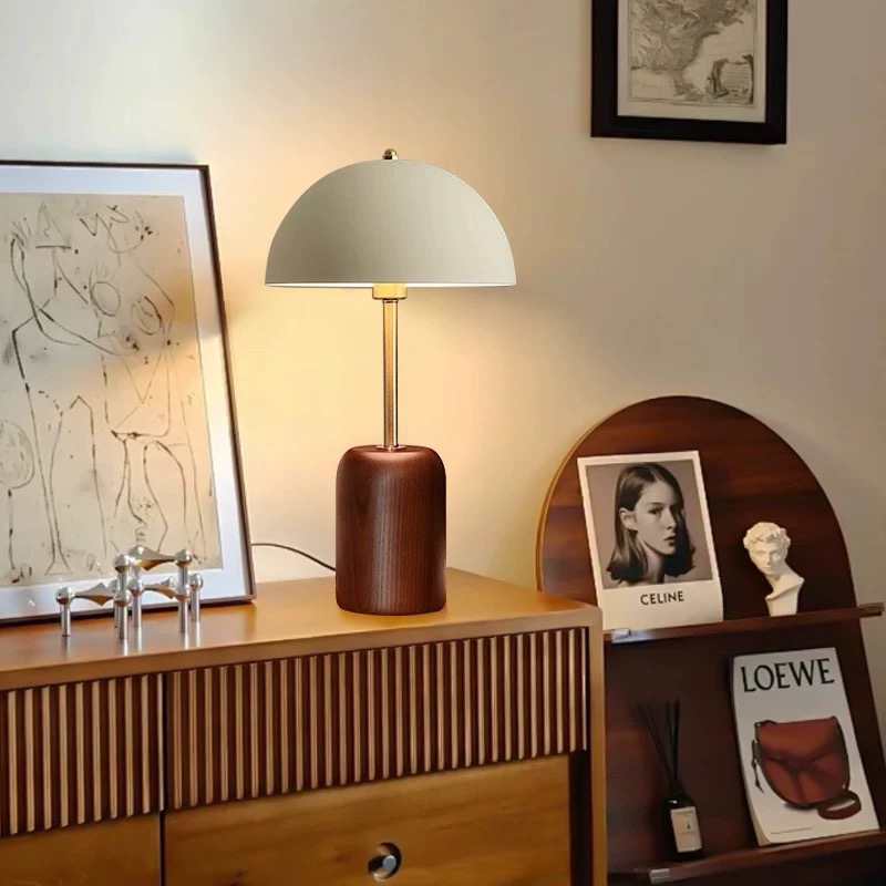 法式中古台灯卧室书房复古南洋风设计师高级感氛围护眼实木床头灯