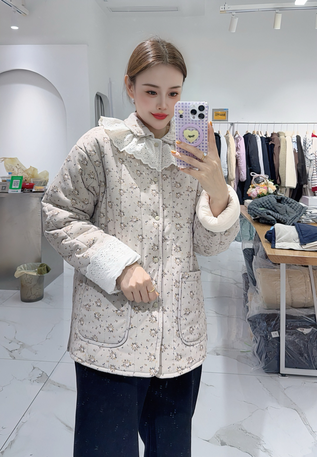 【乐淇专属】2025新款300g新疆小棉花碎花小翻领可外穿家居服