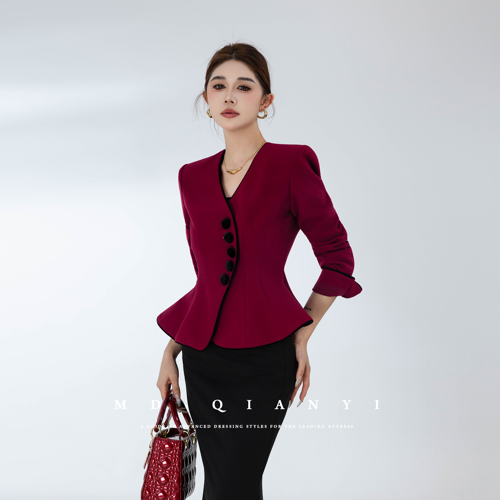 MD定制·杨千亿【哑光质感】2025秋季新款时尚重工名媛西服外套