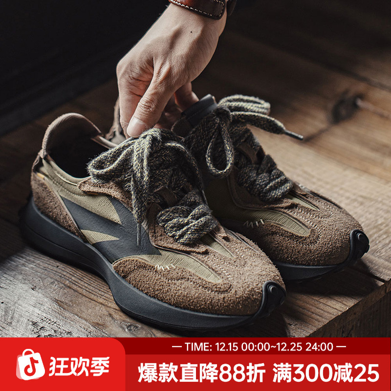 马登秋新款老爹鞋男士复古运动华夫阿甘鞋厚底慢跑透气休闲潮鞋