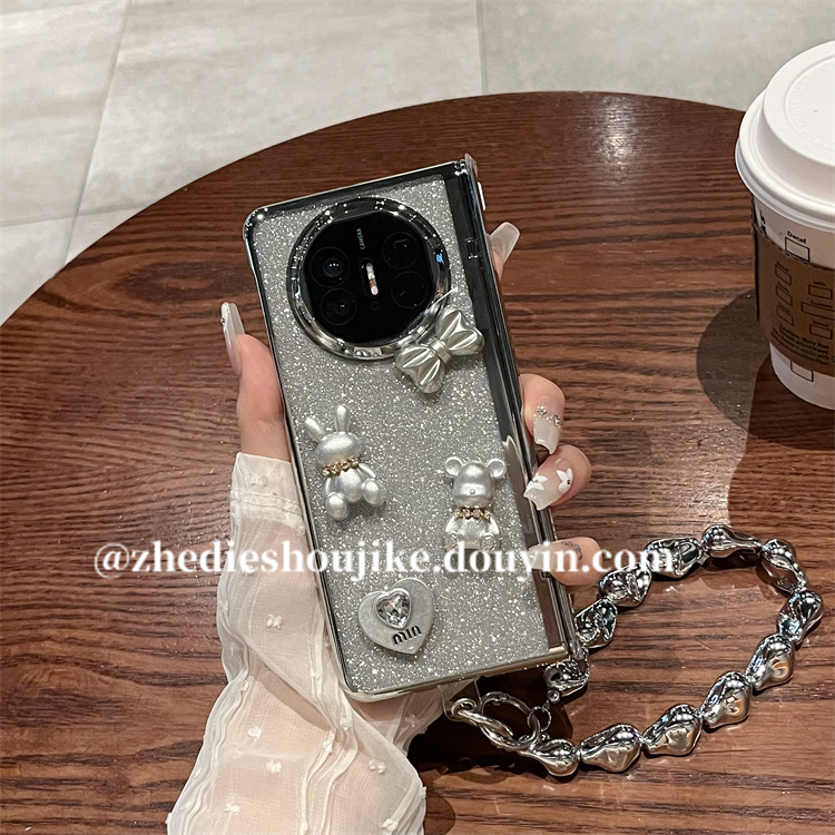 适用华为matex6折叠典藏版手机壳matex5透明电镀小熊兔子全包铰链