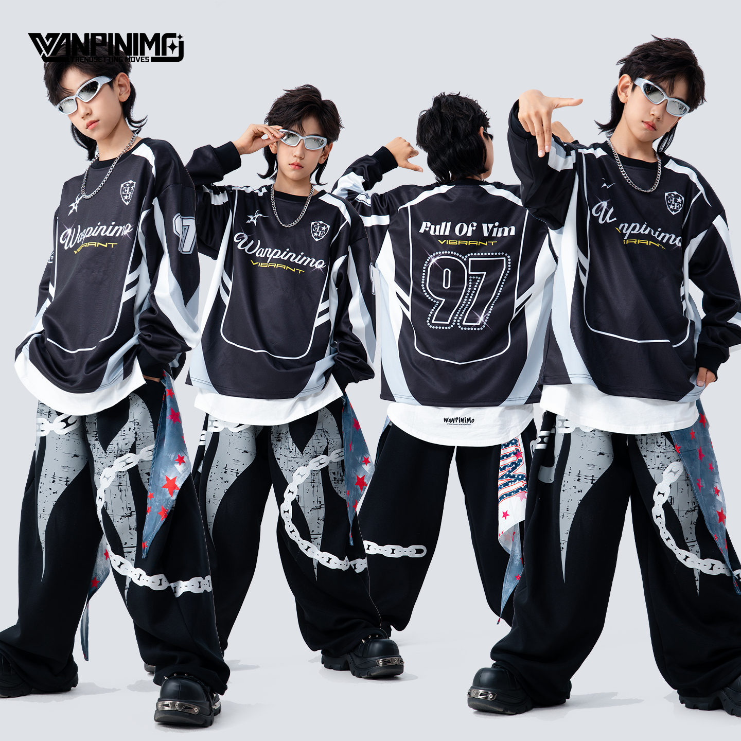 顽皮尼莫童装街舞儿童潮服男童潮牌秋冬hiphop嘻哈演出服Z2629