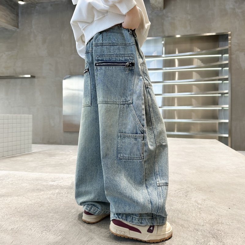 【2025秋款上新】男童牛仔裤儿童洋气宽松直筒裤子中大童春秋款长裤