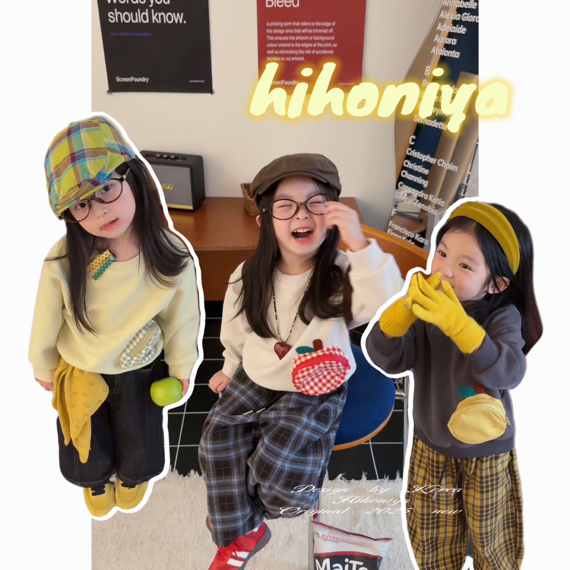 Q【热带水果】二Hihoniya~2025秋季宝宝萌趣水果立体口袋纯棉卫衣