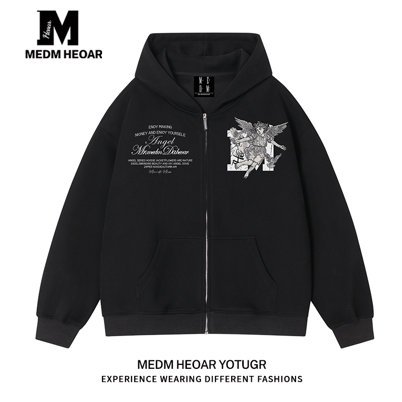 【三标齐全】MEDM HEOAR天使鸽子拉链帽衫秋季美式连帽卫衣外套