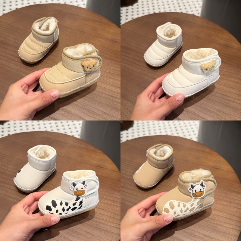 冬季新生婴儿0到1岁男女宝宝棉鞋加绒加厚保暖软底不掉步前雪地靴