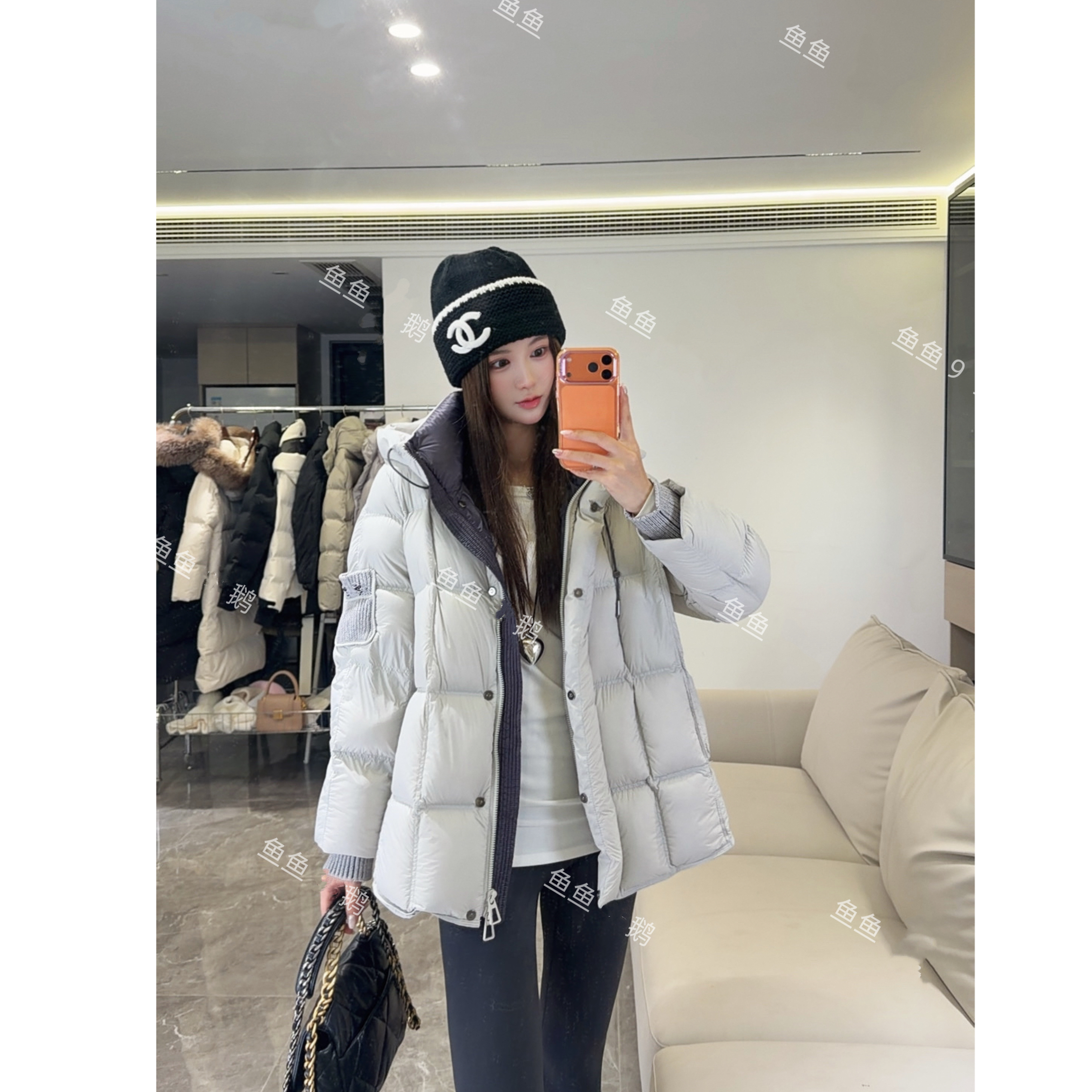 新冬90白鹅绒中长款柔软连帽女保暖潮流休闲女装羽绒服【Y6109】