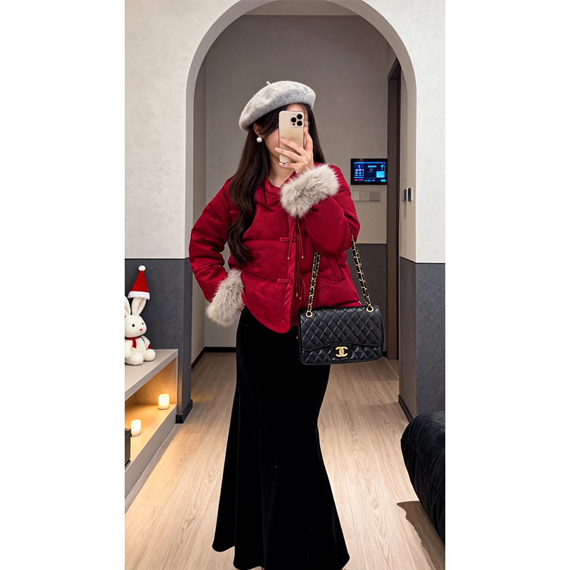 今年流行穿搭2025新款气质高级感新中式棉服高腰显瘦半身裙两件套