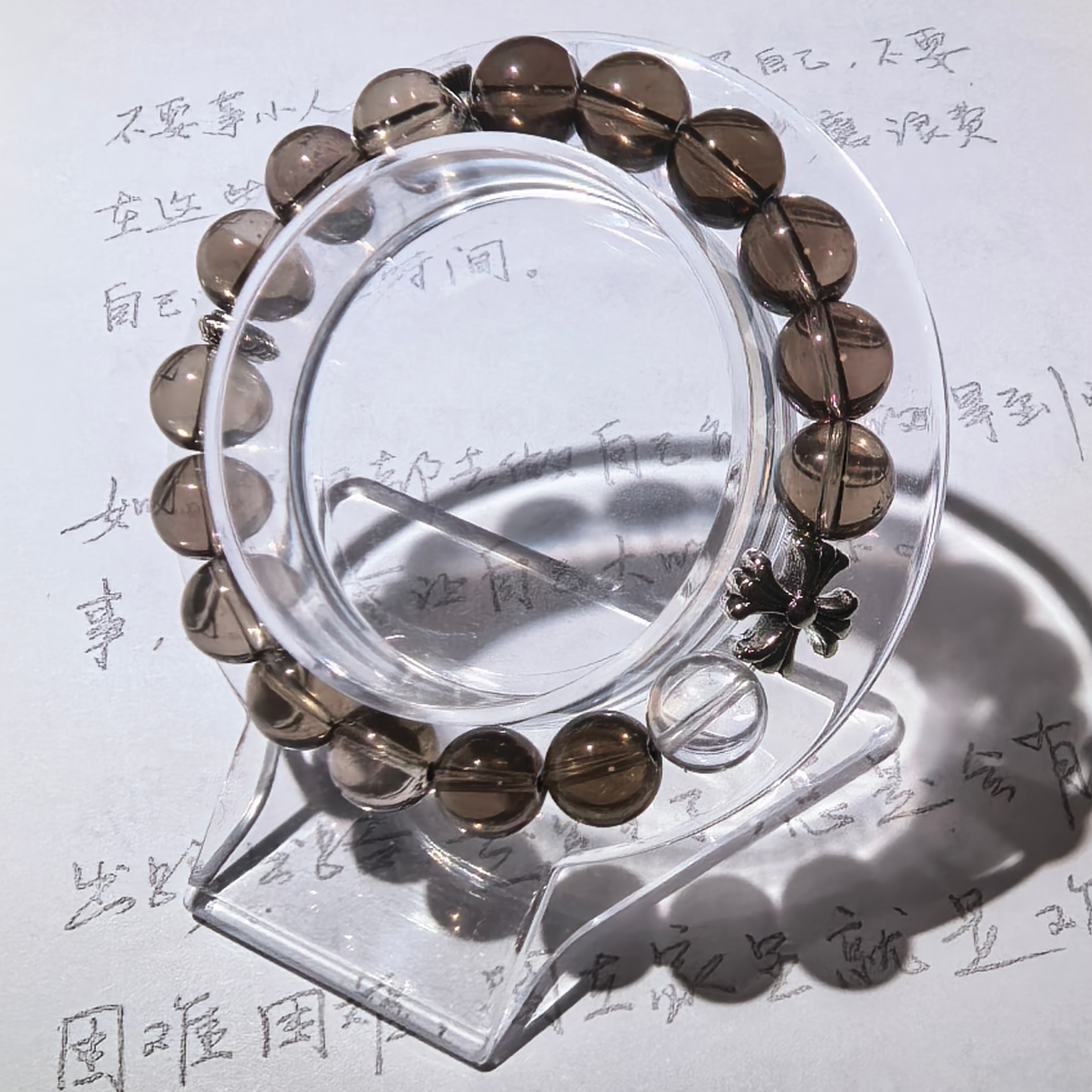 天然茶水晶少女风黑色复古宫廷风手链男女通用小众百搭精美复古