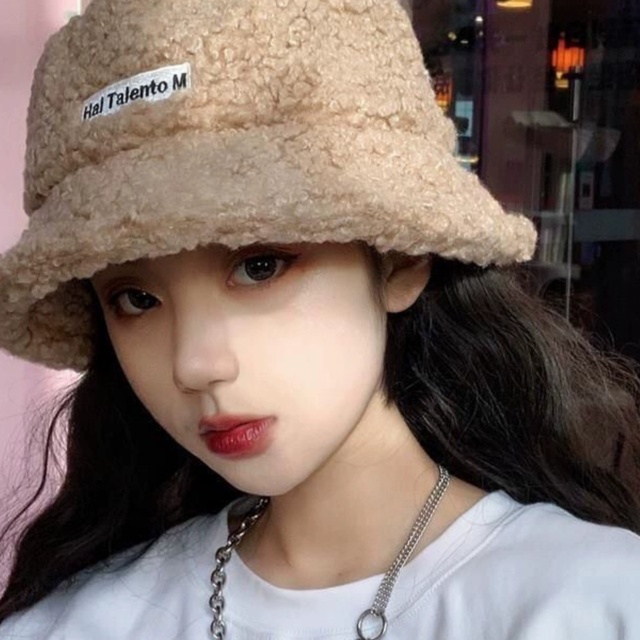 渔夫帽女新款秋冬季百搭保暖彷羊羔毛毛绒帽子显脸小日系盆帽女