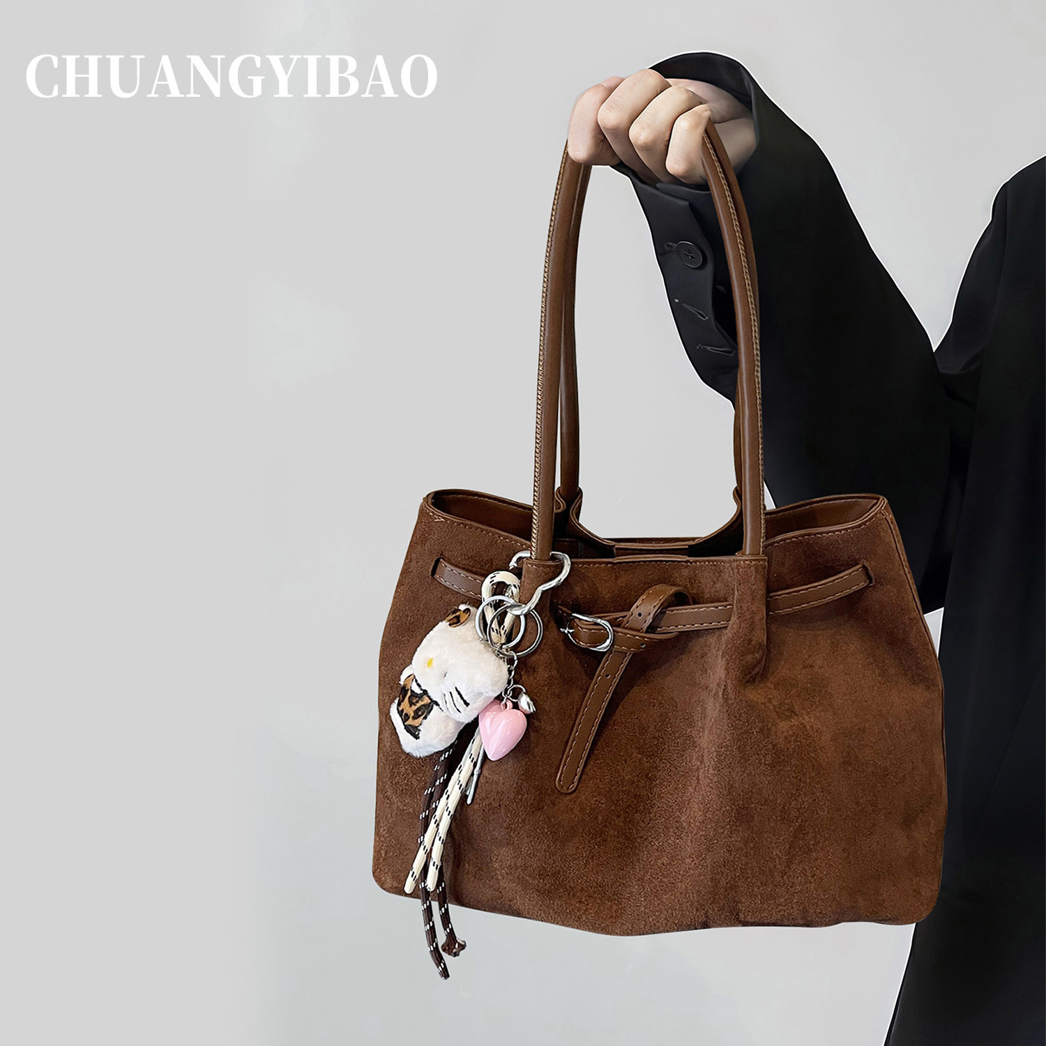 秋冬大容量麂皮托特包包女2025新款高级感轻奢小众日常通勤单肩包