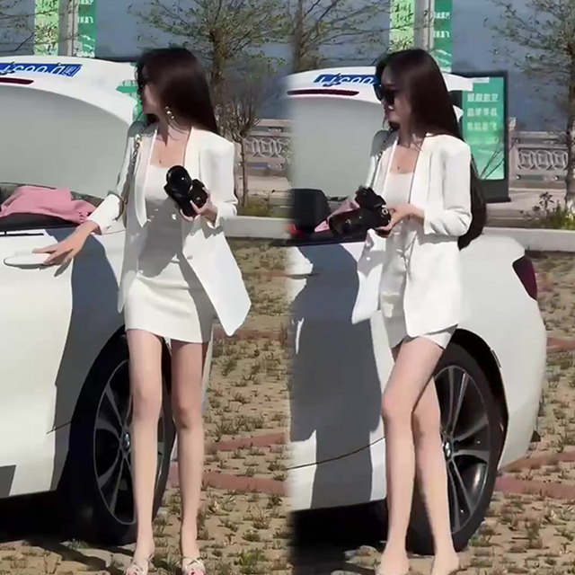 气质高档时尚两件套女2025夏季新款百搭吊带短裙简约西服外套套装