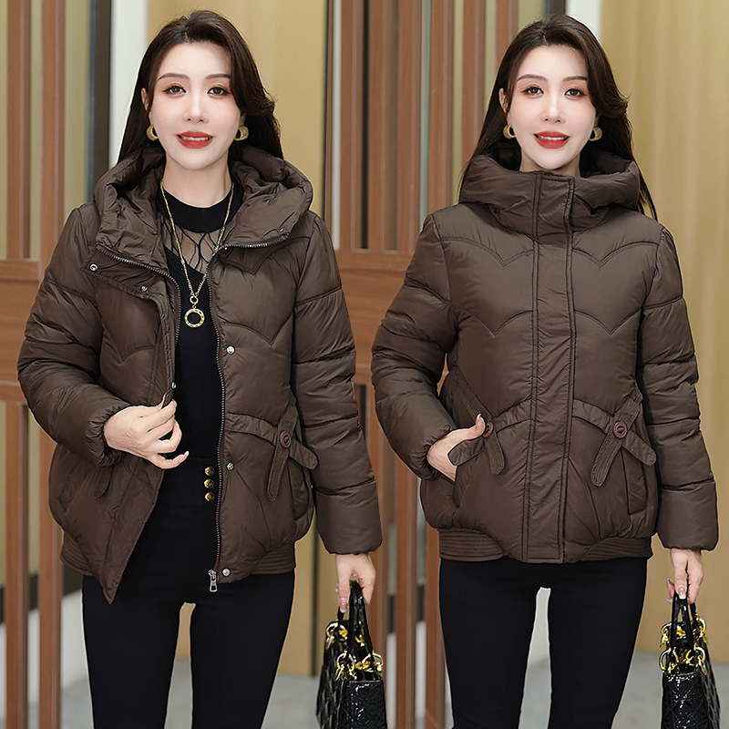 短款不褪色连帽棉袄女装2025冬季新款棉衣宽松中年女修身型棉服潮