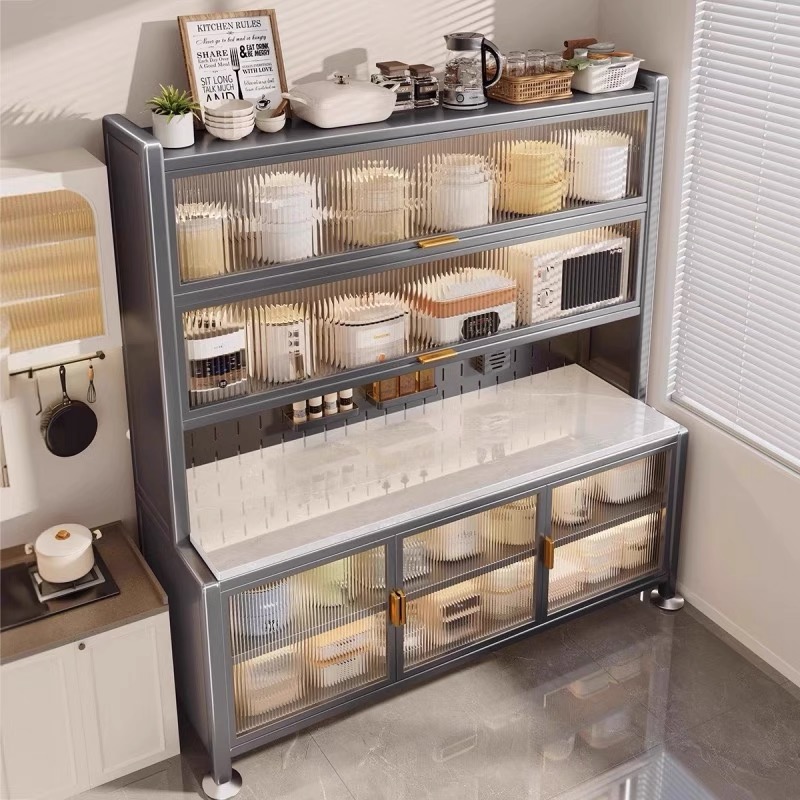 厨房餐边柜岩板置物架储物落地多层微波炉多功能收纳碗柜橱柜子