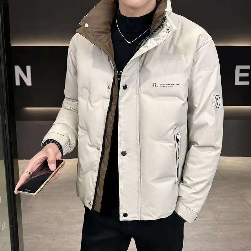 冬季新款帅气加厚时尚短款一步冬装保暖外套男士冬外男士立领羽服