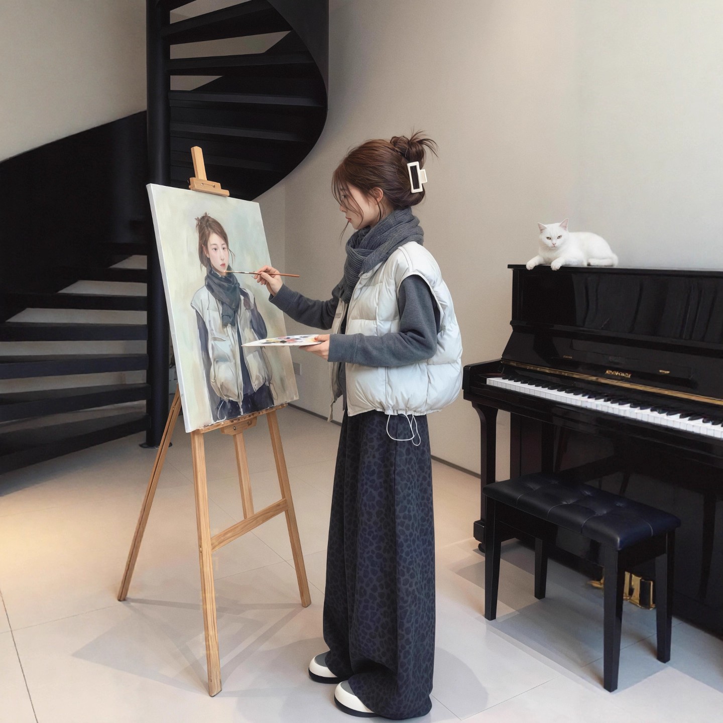 女款秋冬流行套装小香风棉服马甲外套叠穿打底衫阔腿裤大码三件套