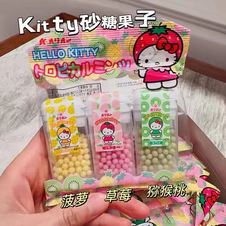 日本三丽鸥包装水果糖砂糖果子奇异果菠萝草莓儿童糖果
