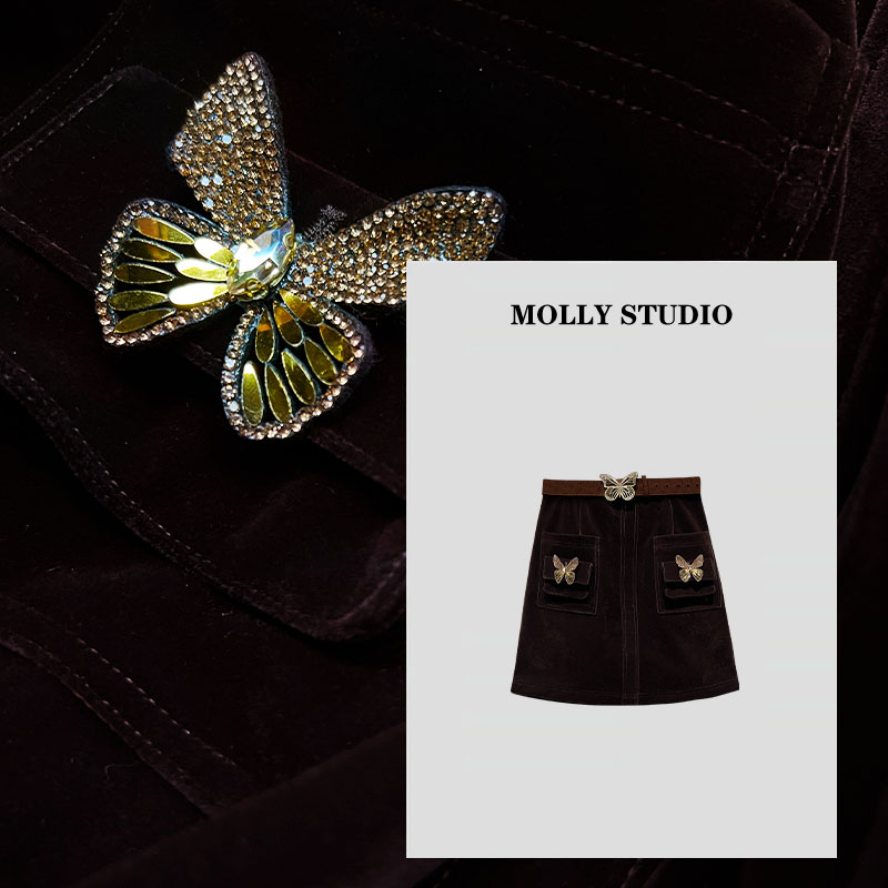 【冬日邂逅】Molly 百搭气质显瘦轻奢重工个性时尚 短裙  M2025925