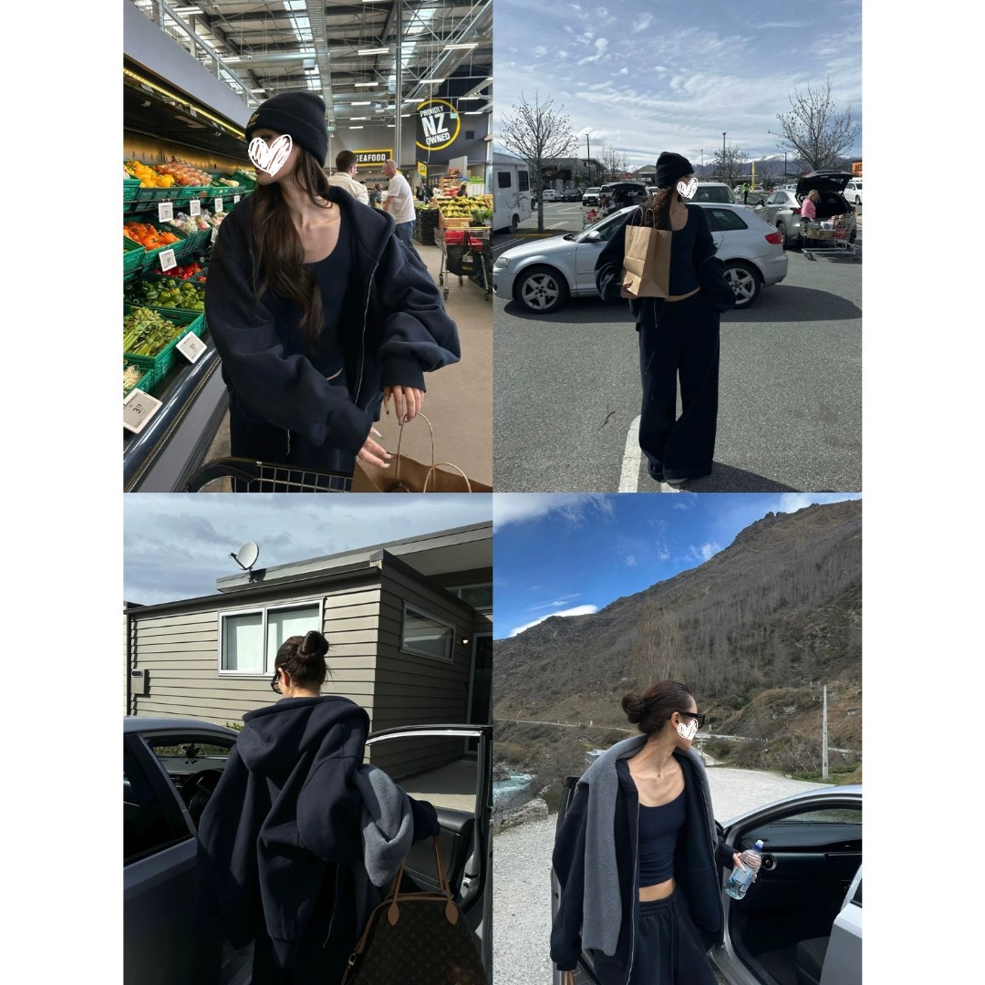 【加厚加绒】秋冬休闲宽松奥粒绒加绒卫衣+抽绳阔腿长裤套装 60038