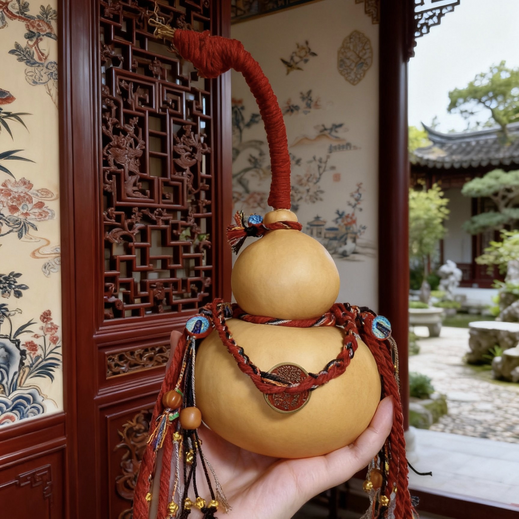 原创设计】大钱袋葫芦摆件丨招财纳福 手工编绳 山鬼钱朱砂守护