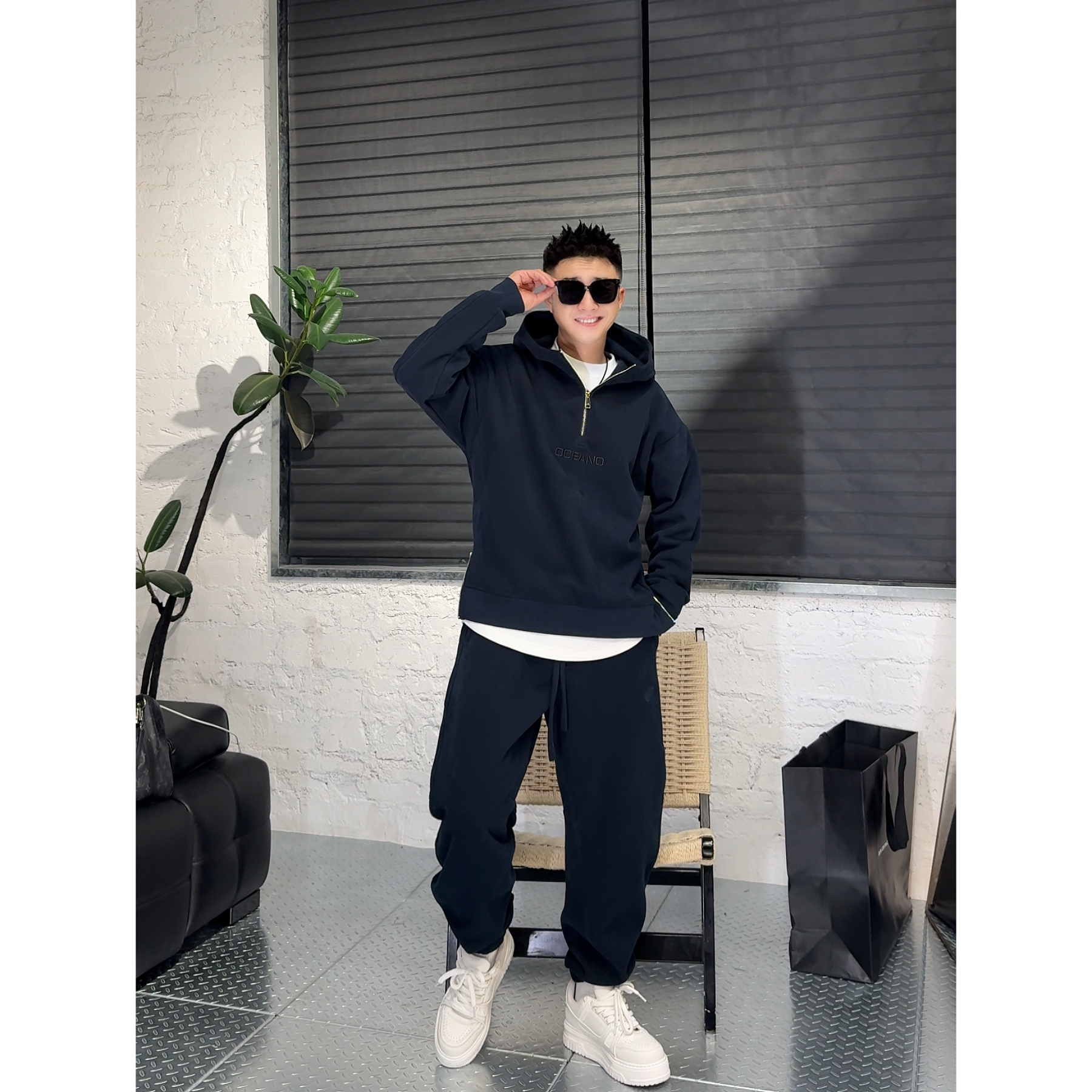 YULE语乐/90269/2560重工刺绣休闲套装加绒加厚连帽卫衣束脚卫裤