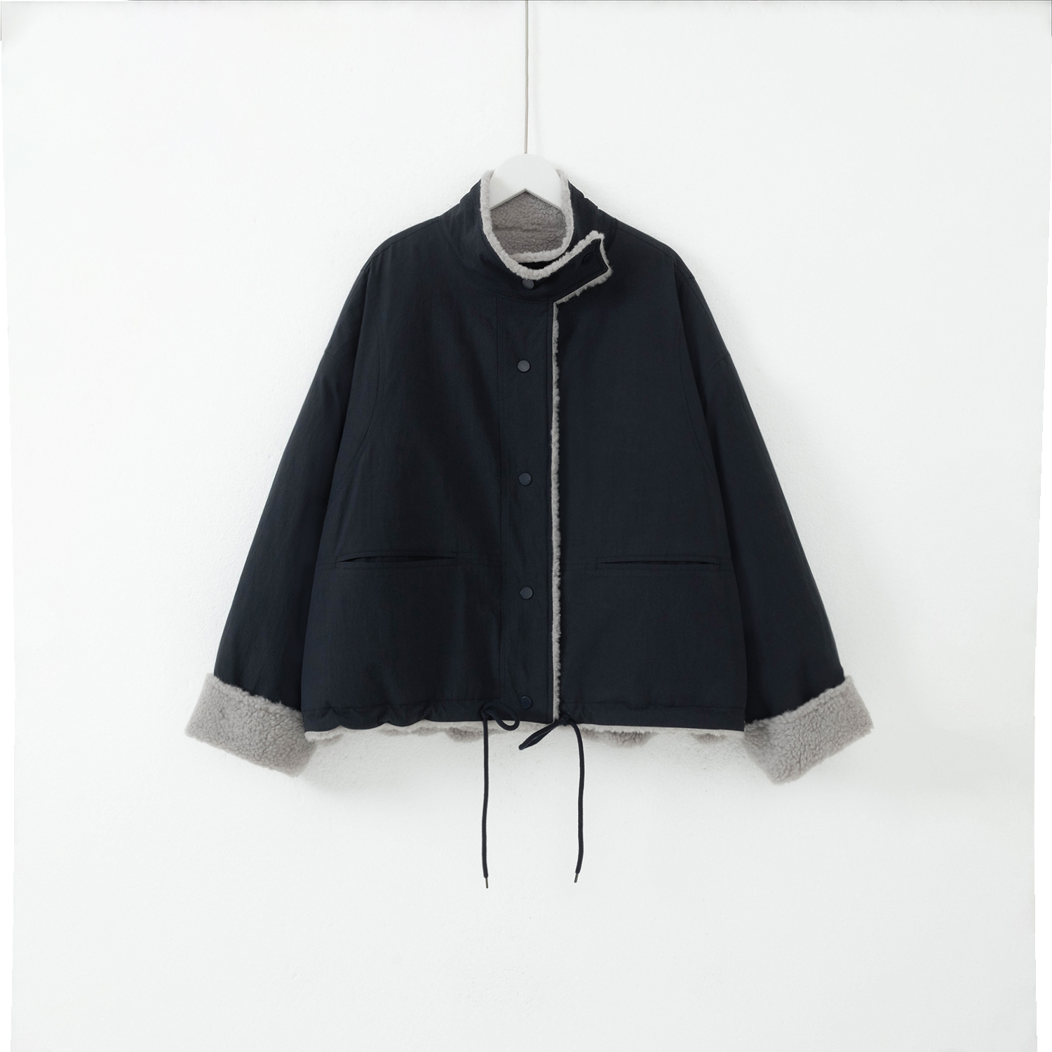 几里与麻 秋冬长袖厚款立领设计感外套 衣长62 胸围138 2103056