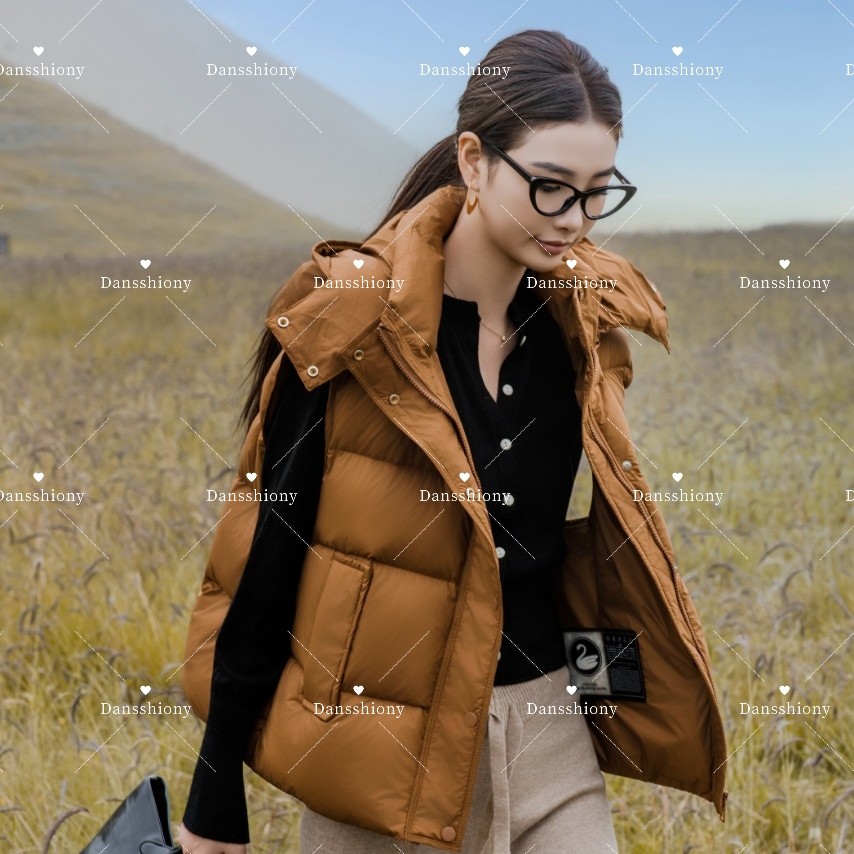 高品质鹅绒马甲可拆卸连帽无袖加厚羽绒马甲