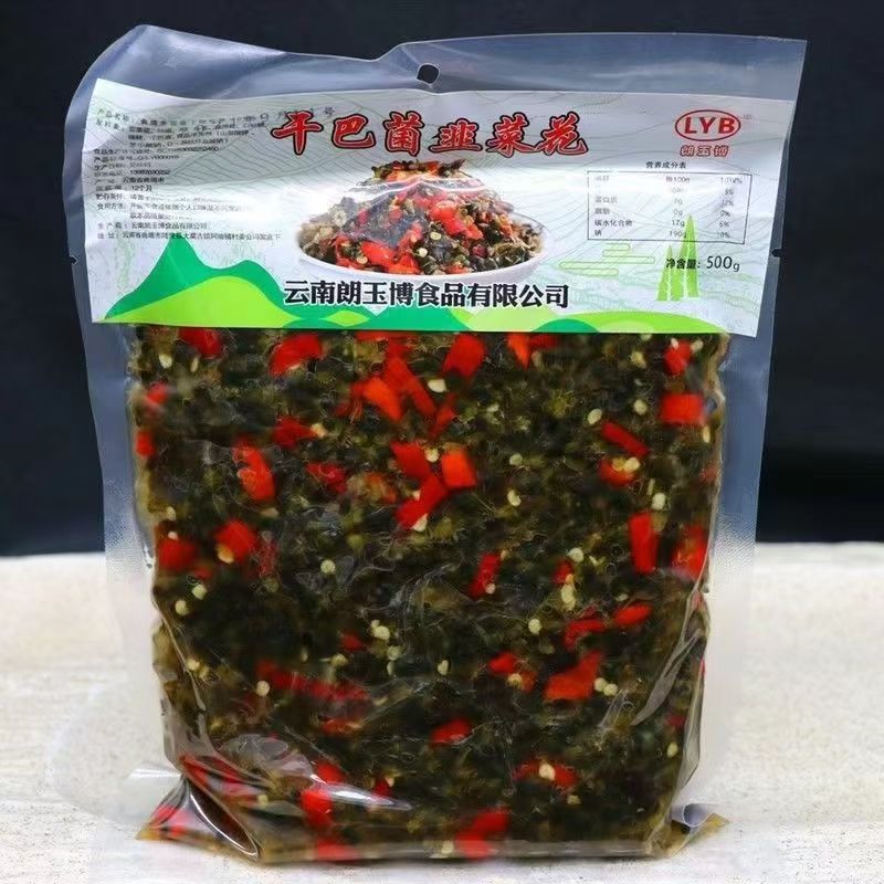 云南特产曲靖干巴菌韭菜花500g/袋酸辣腌菜剁椒下饭菜下酒菜咸菜