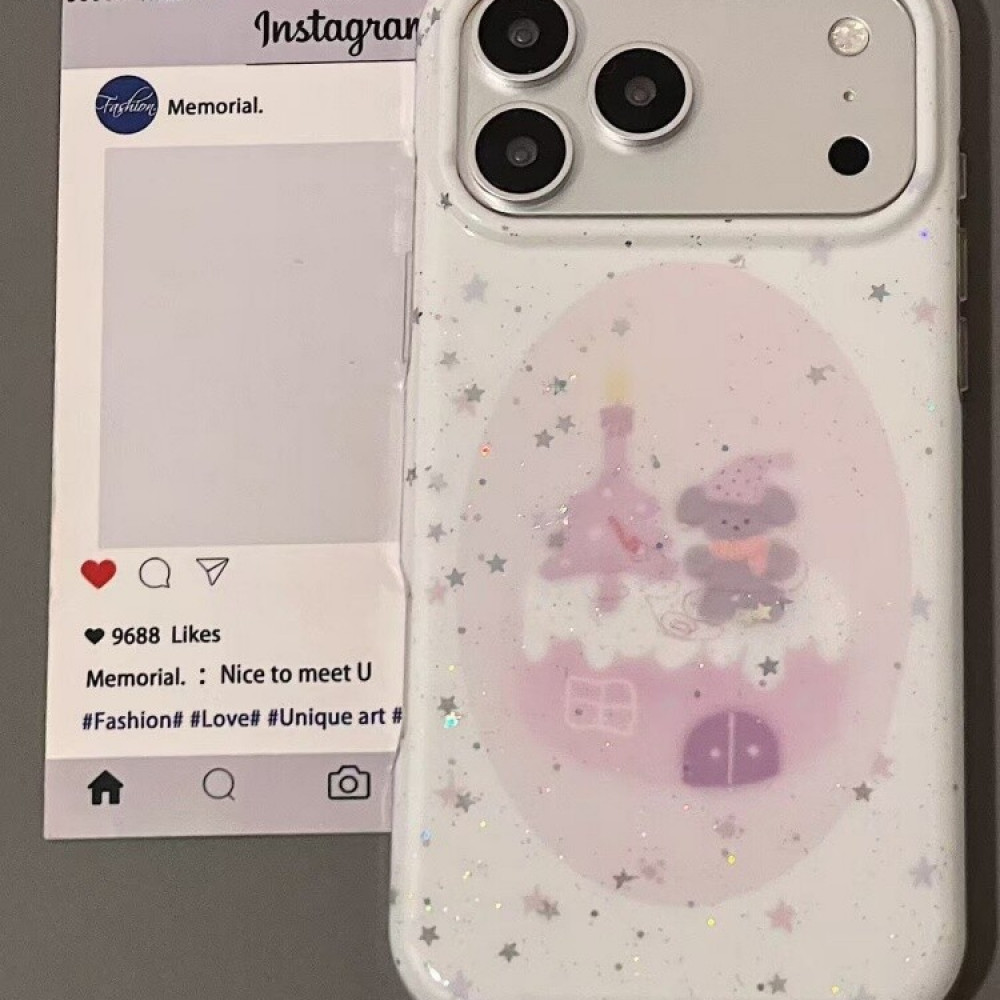 ins古早闪粉紫色蛋糕狗狗适用iphone17promax苹果16手机壳15小众