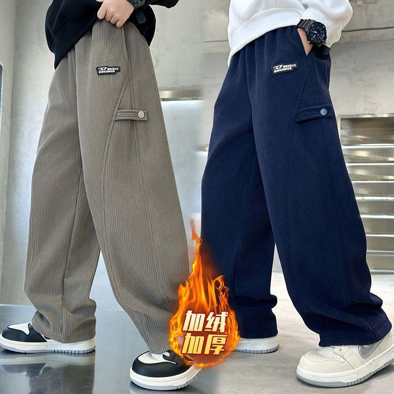 男童冬季百搭灯芯绒裤2025新款中大童加绒休闲裤儿童春秋款运动裤