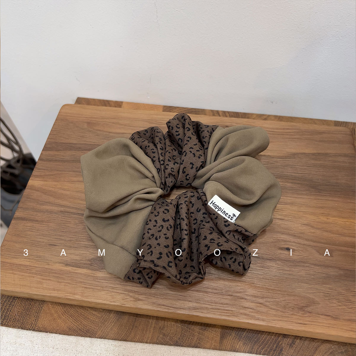 韩国发饰复古个性大气低马尾头圈简约设计感拼接色豹纹大肠发圈