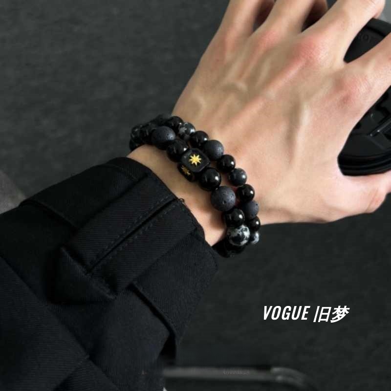 非金属亚克力手链 男士百搭小众手串潮流手工男款火山石配饰装饰