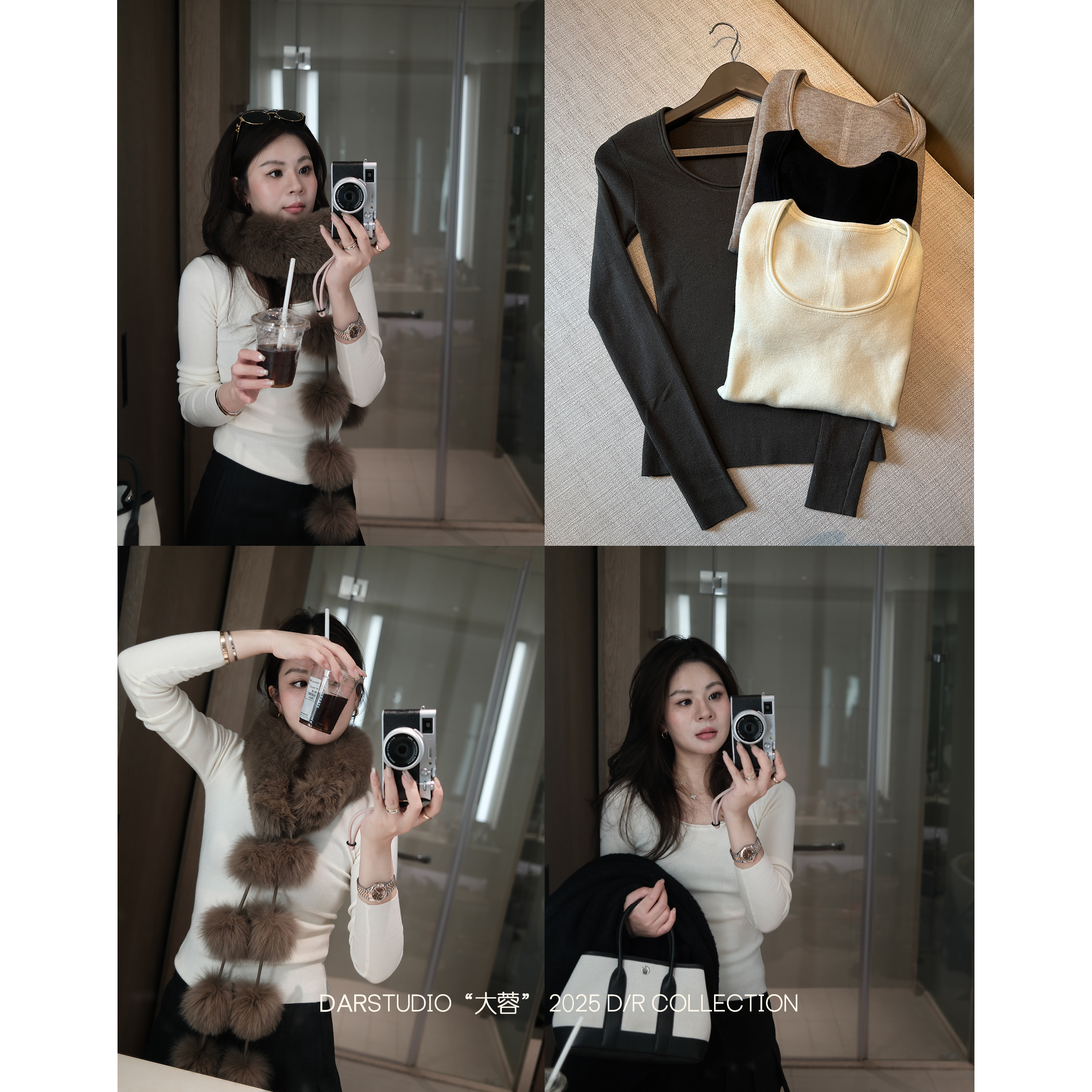 DAR STUDIO 深圳货 进口澳洲绵羊毛桑蚕丝莱赛尔显瘦U领针织84139