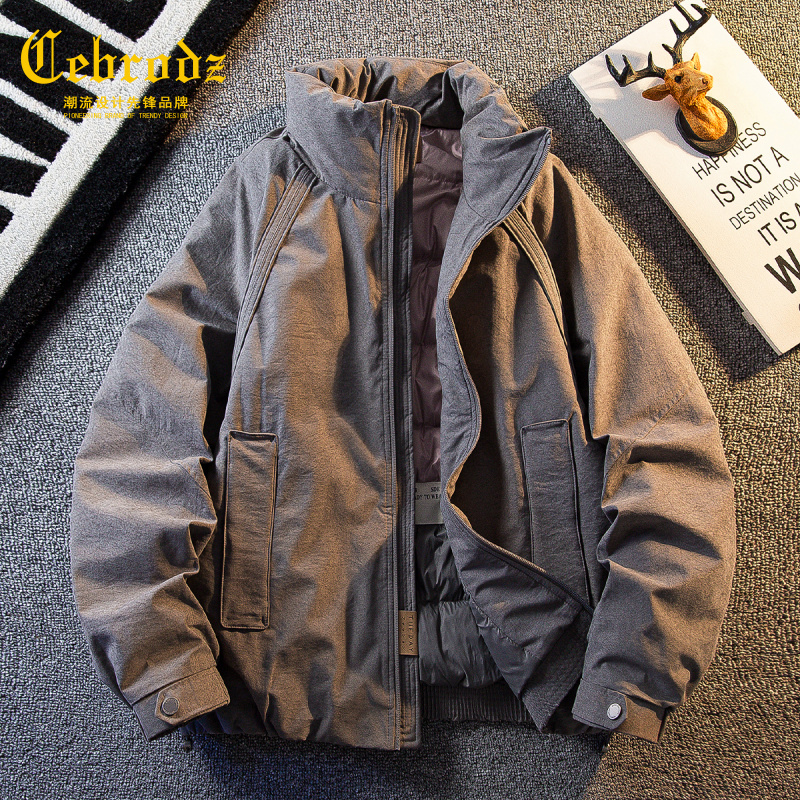 法国Cebrodz短款羽绒服男秋冬季加厚御寒面包服保暖男士夹克外套
