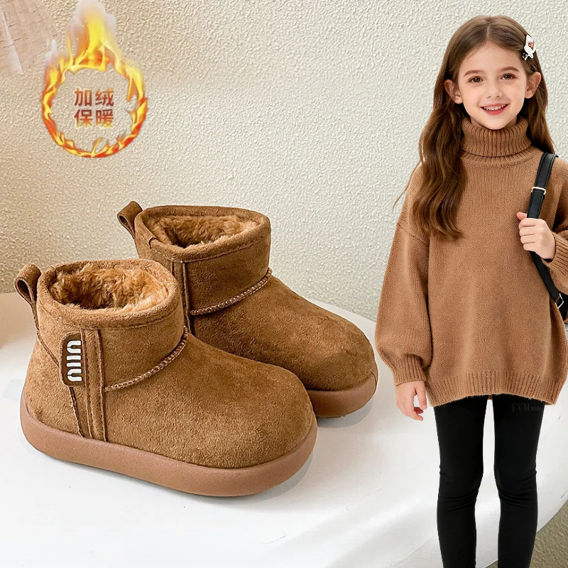 ABC儿童雪地靴宝宝2025冬季新款加绒加厚男女童大棉鞋男女童棉靴