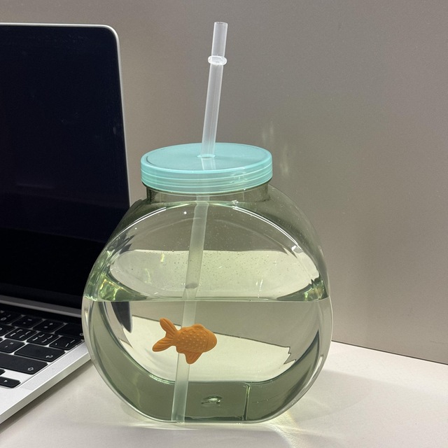 鱼缸水杯小鱼吸管杯办公室杯子喝水杯学生宿舍教室咖啡杯七夕礼物