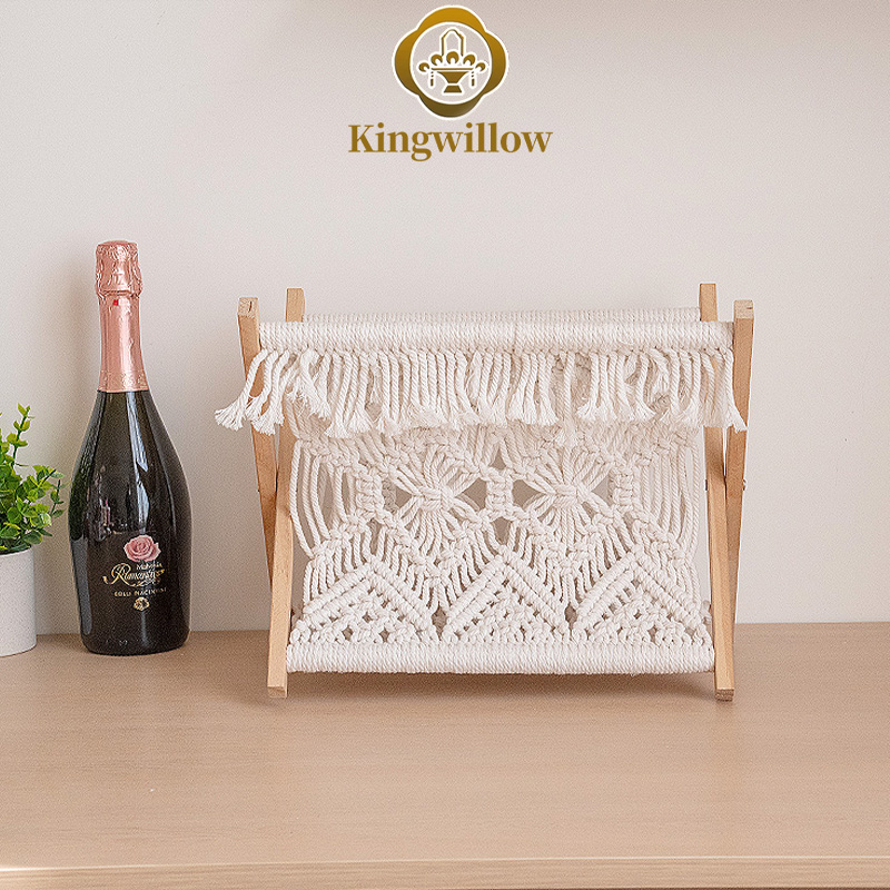 简约手工编织棉绳杂志架北欧折叠资料架杂志整理架玄关书架收纳架