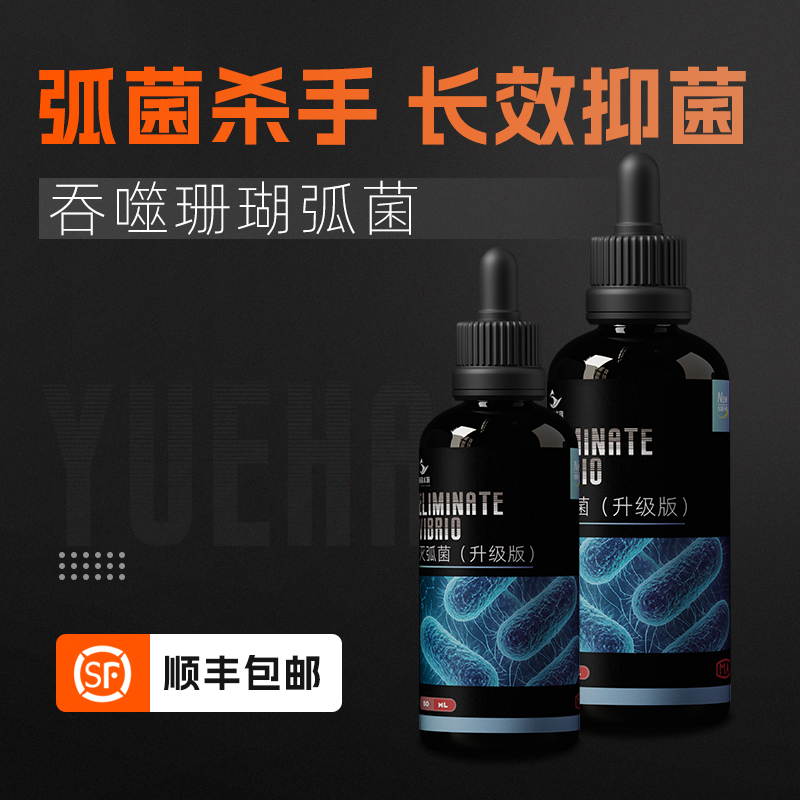 粤海灭弧菌针叶类珊瑚细菌感染布朗冻海水鱼内疾肠炎鱼瘦肚子干瘪