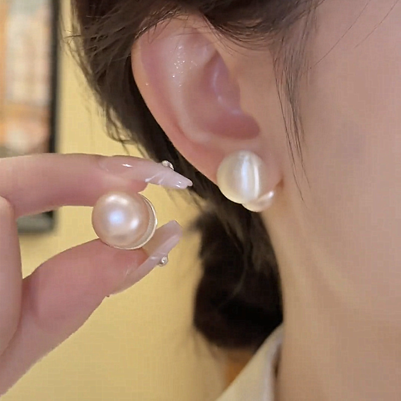 合金耳饰 设计感手工拉丝珠珠耳钉气质温柔高级感耳环